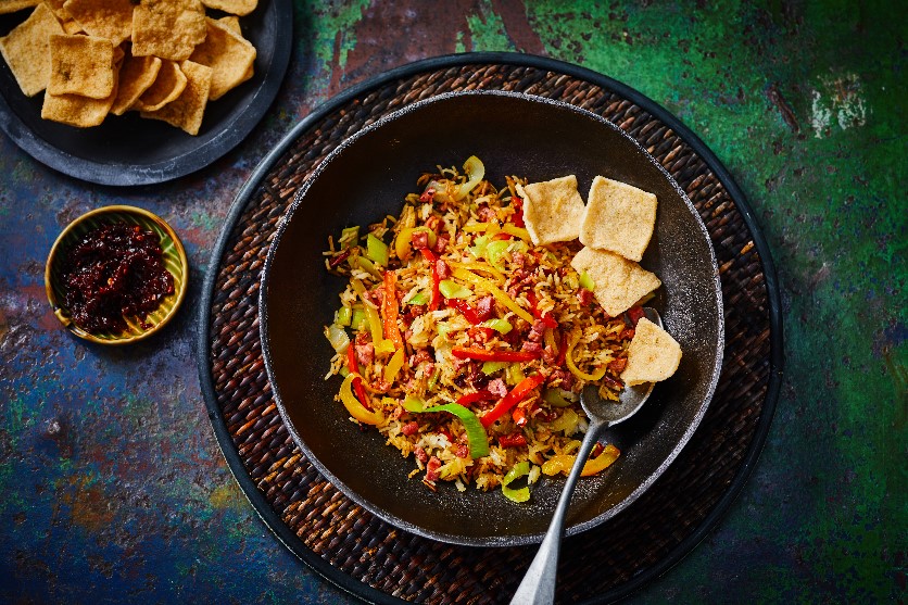 Nasi goreng met spekjes