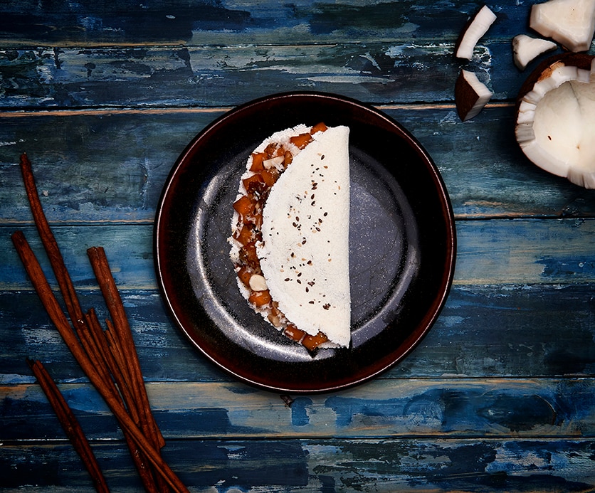 Tapioca Multigrãos de Abóbora com Coco e Castanhas