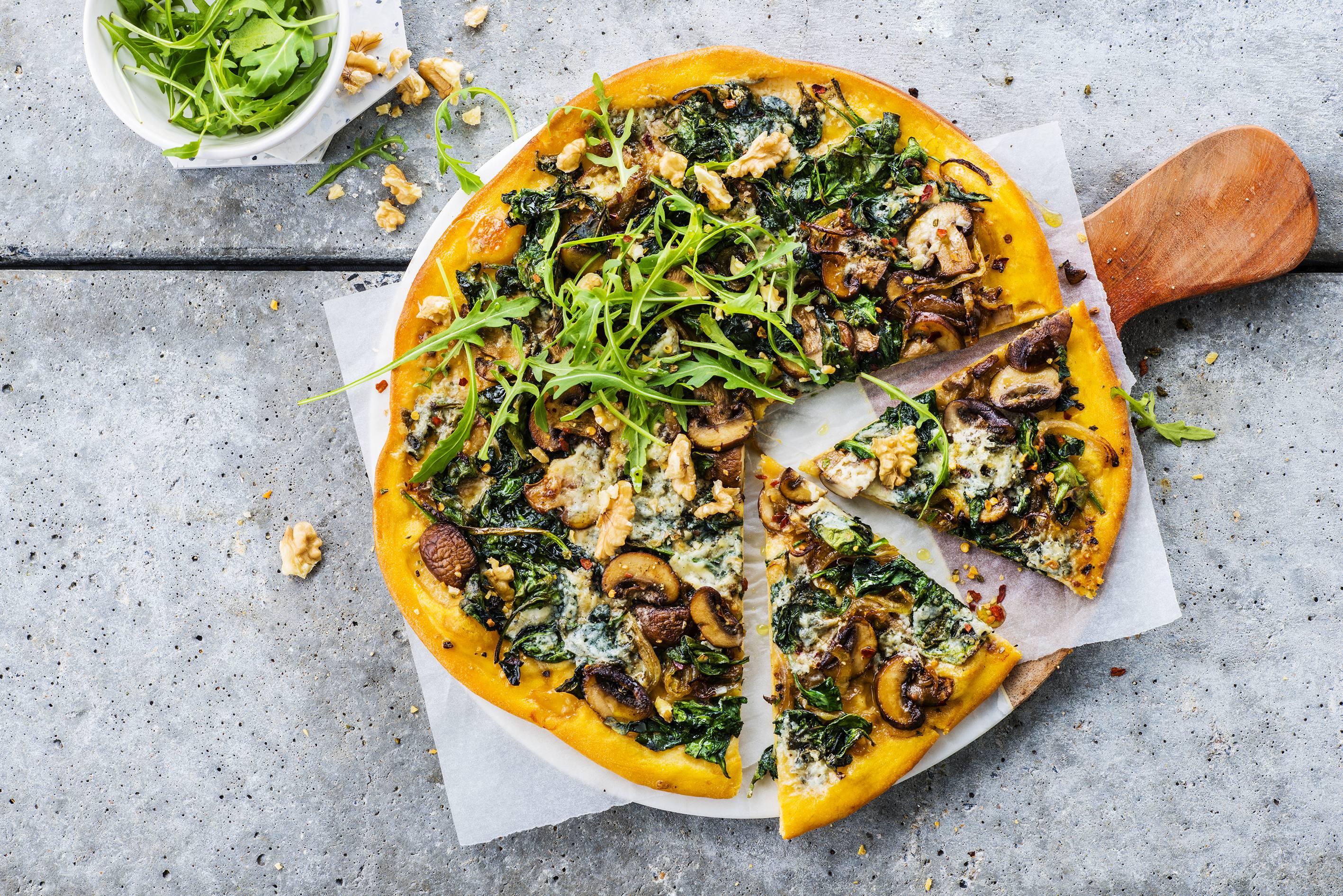 Knorr - Süßkartoffel Pizza mit Spinat und Blauschimmelkäse