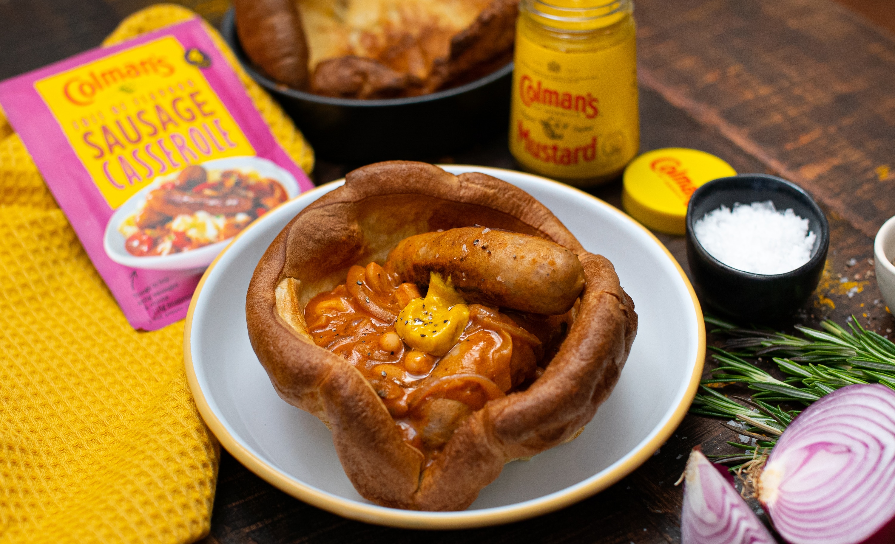 Sausage Casserole In a Yorkshire Pudding Bowl Colman's UK