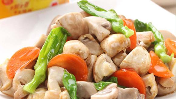 小棠菜炒白蘑菇