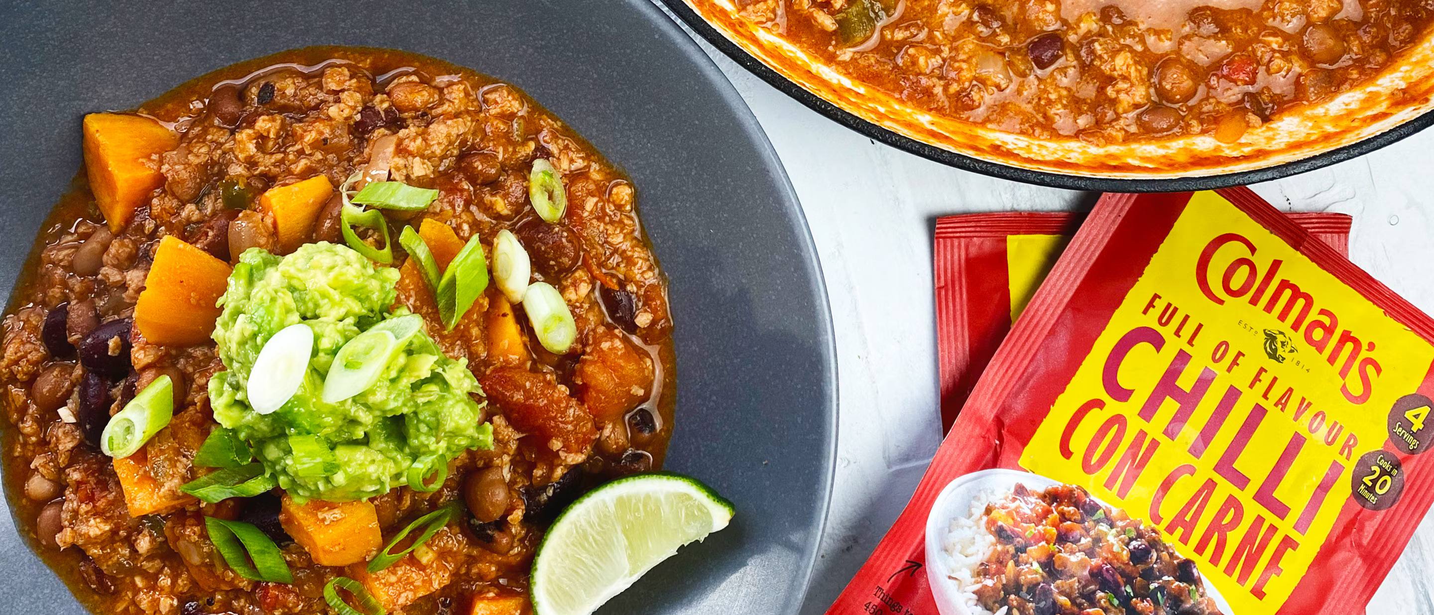 Mixed bean Chilli with Sweet Potato Chunks