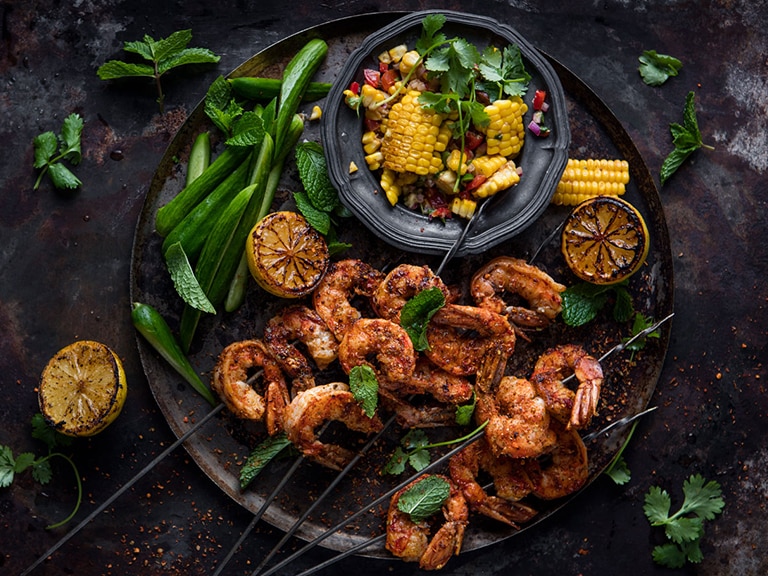 Cajun Prawns with Caramelized Sweetcorn