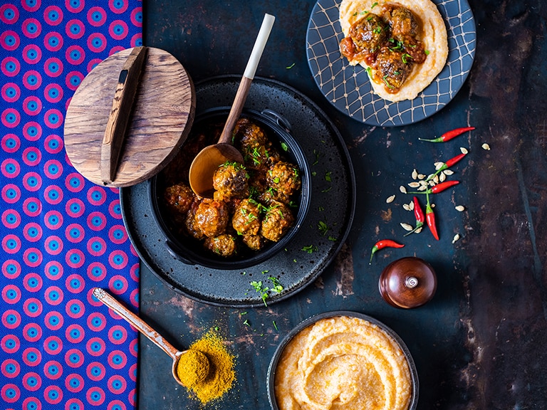 Boerewors Meatball Stew with Butternut Isijingi