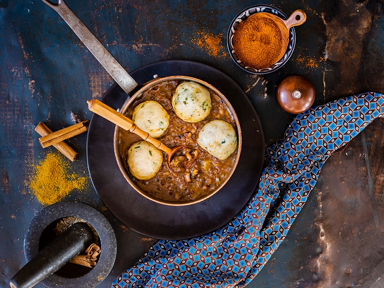 Masala Oxtail with Herby Dombolo