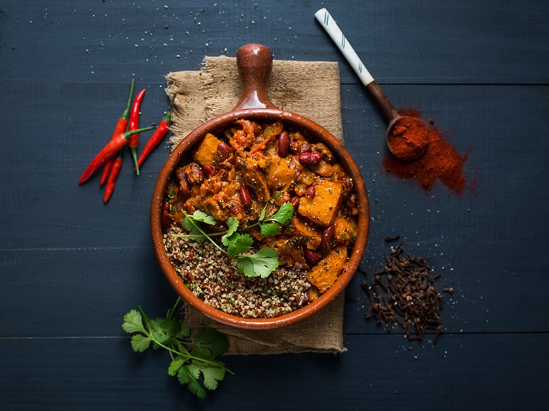 Curried Butternut Red Kidney Bean and Quinoa Stew