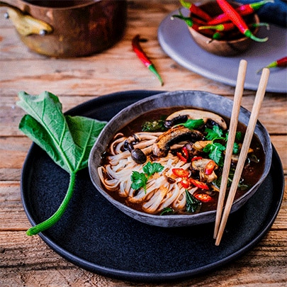 Mushroom and Pumpkin Leaf Ramen