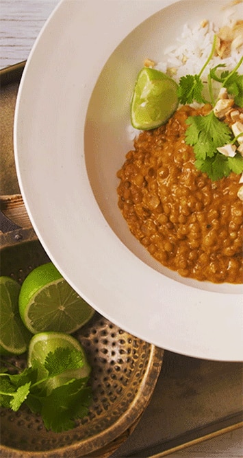 Simple Lentil Curry and Rice