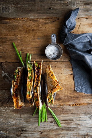 Spicy Cowpea Quesadillas