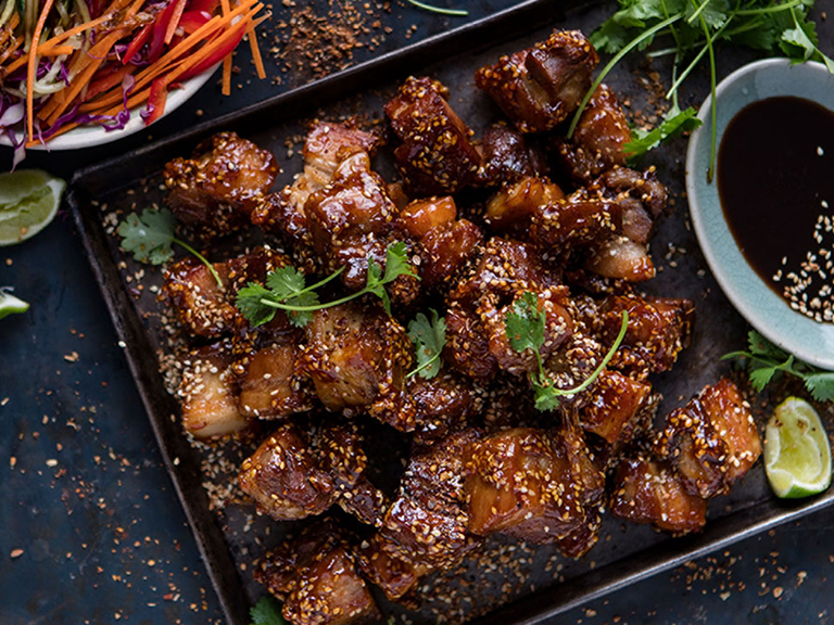 Caramelized Pork Belly with Asian Salad