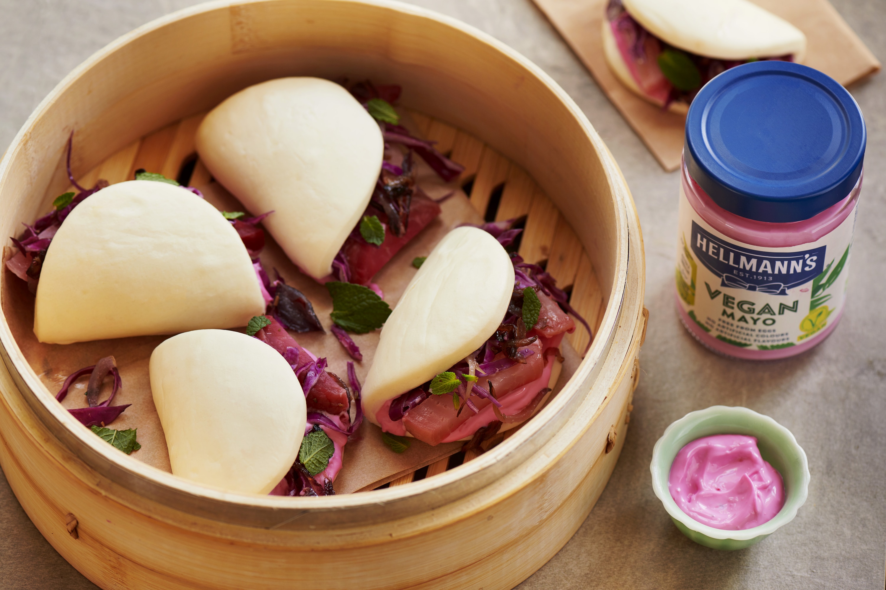 Candied beetroot bao