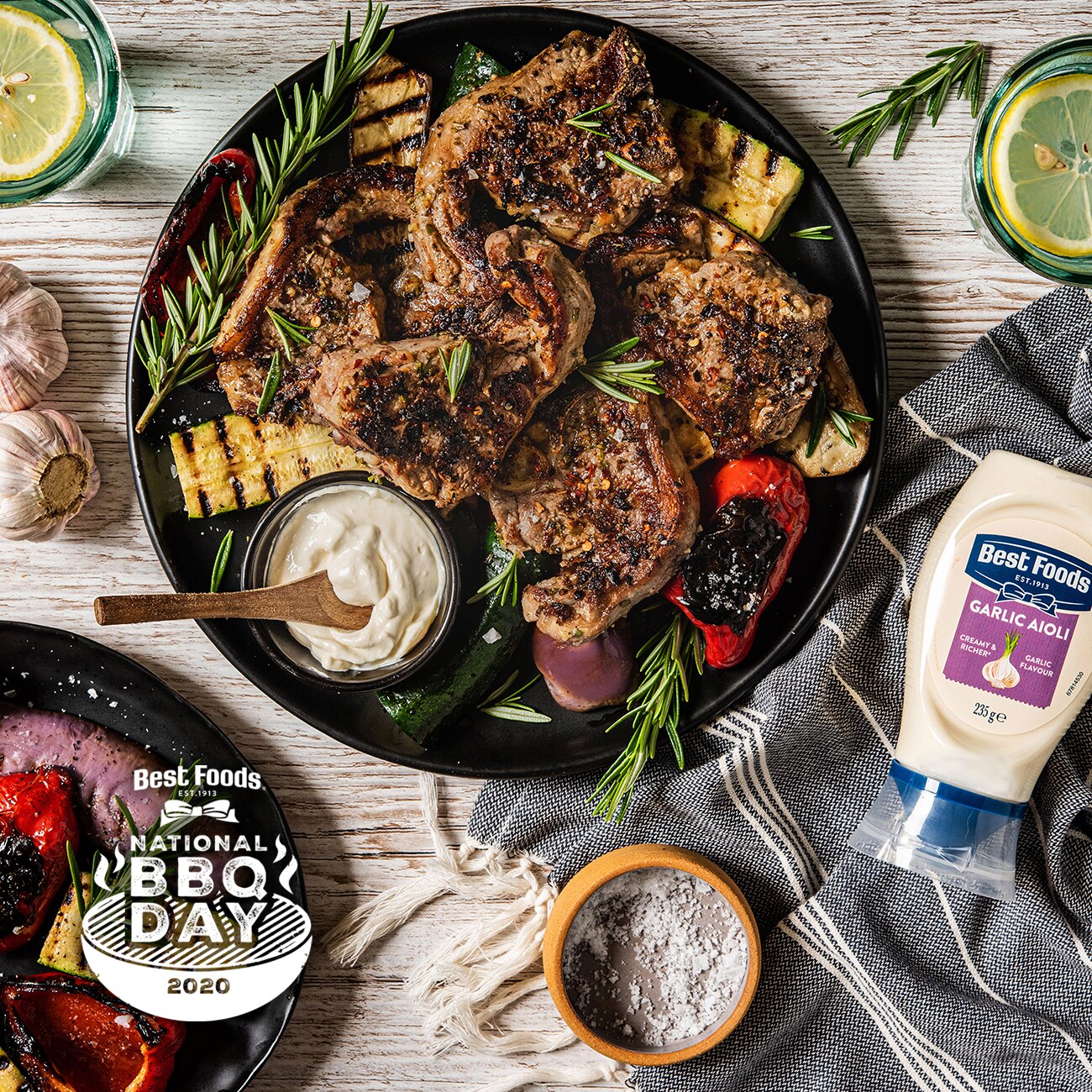 BBQ Lamb Chops with Rosemary Salt and Garlic Aioli Best Foods™ New