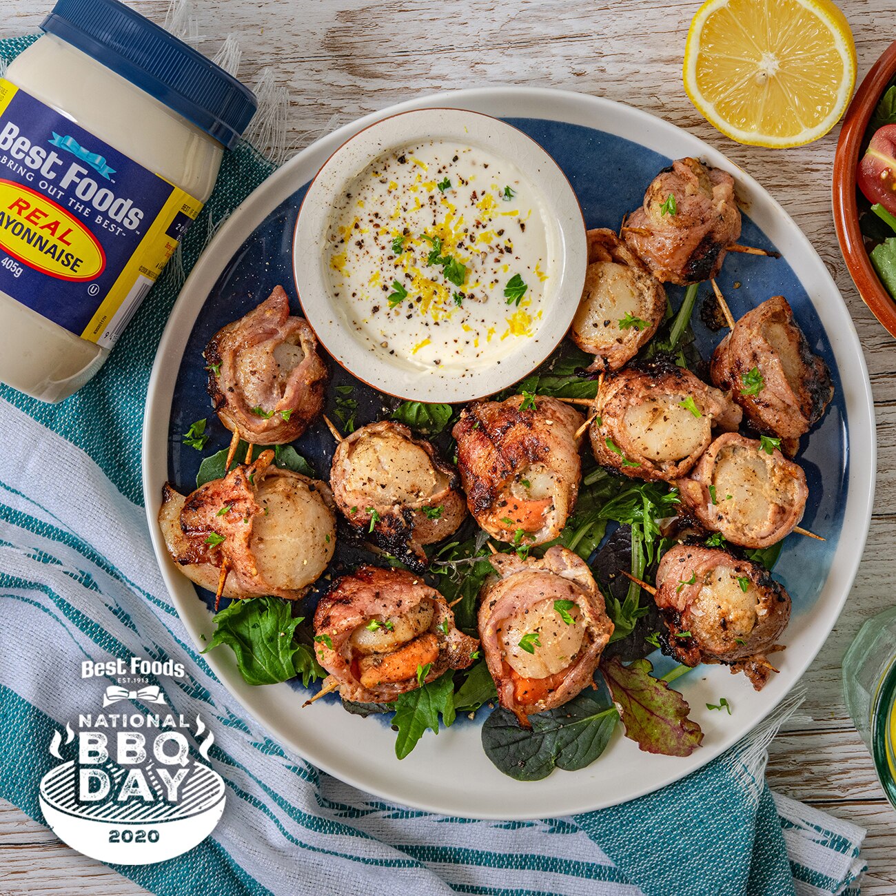 BBQ Bacon Wrapped Scallops with Lemon Mayo Best Foods™ New Zealand