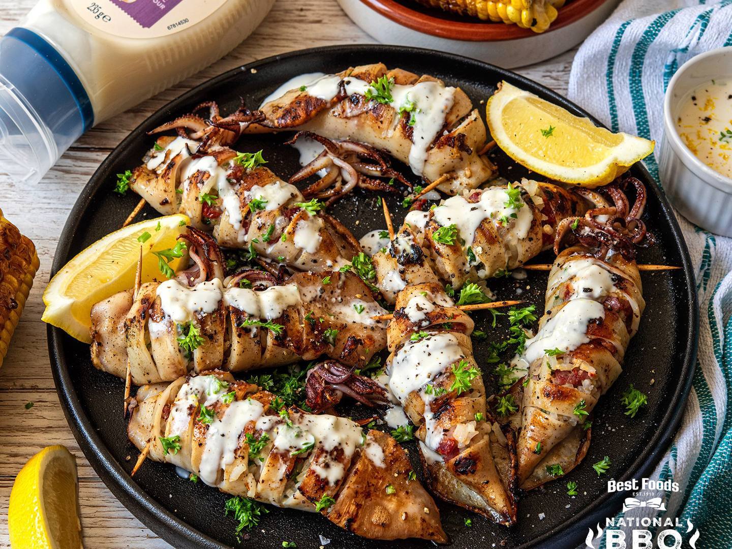 Stuffed BBQ Squid with Garlic Aioli Best Foods™ New Zealand