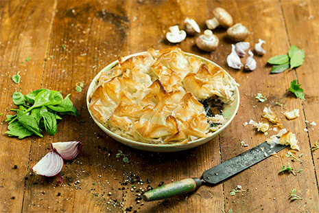 Spinach and feta filo pie