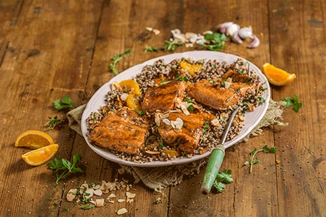 BBQ Salmon with Orange and Quinoa Salad