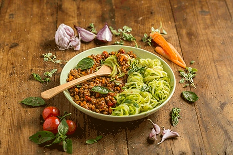 Lentil Bolognaise with Zucchini Noodles