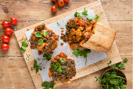 Quick Bean and Lentil Bunny Chow