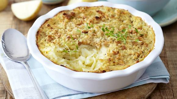 Grated Potato Bake with a Crumb Topping