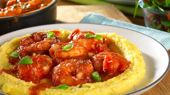 Polenta and Prawns