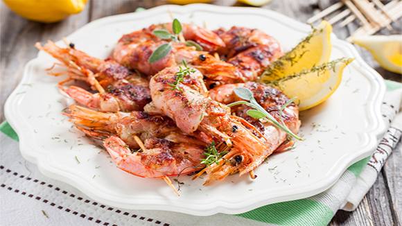 Prawn and Bacon Sweet Chilli Kebabs