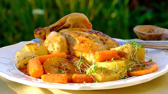 Lemon & Herb Roast Chicken with Autumn Veggies