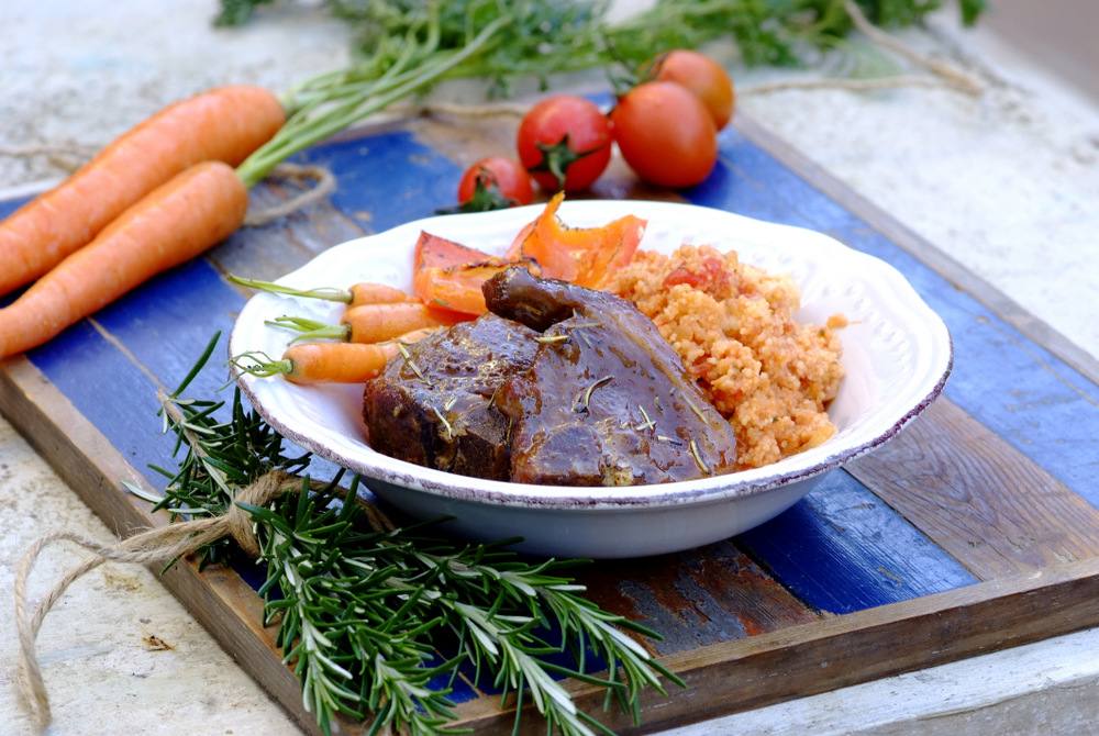 Roasted Lamb Chops with Tomato and Basil Couscous