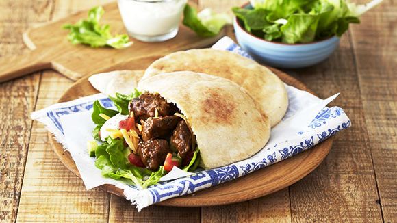 Pita Pockets with Lemony Lamb and Sour Cream