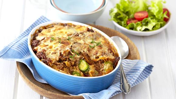 Baby Marrow and Mozzarella Bolognaise Bake