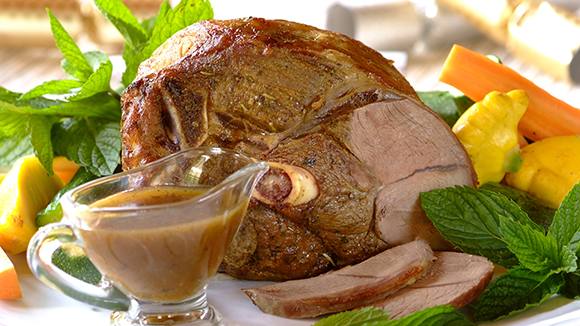 Roast Lamb with Mint and Rosemary Gravy