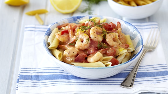 Pasta with Creamy Chilli-Garlic Prawns