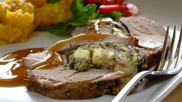 Spinach and Feta Stuffed Leg of Lamb