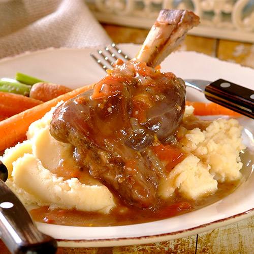 Tomato and Wine Roasted Lamb Shanks