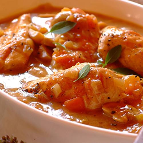 Herby Chicken Stew with Tomatoes and Mushrooms
