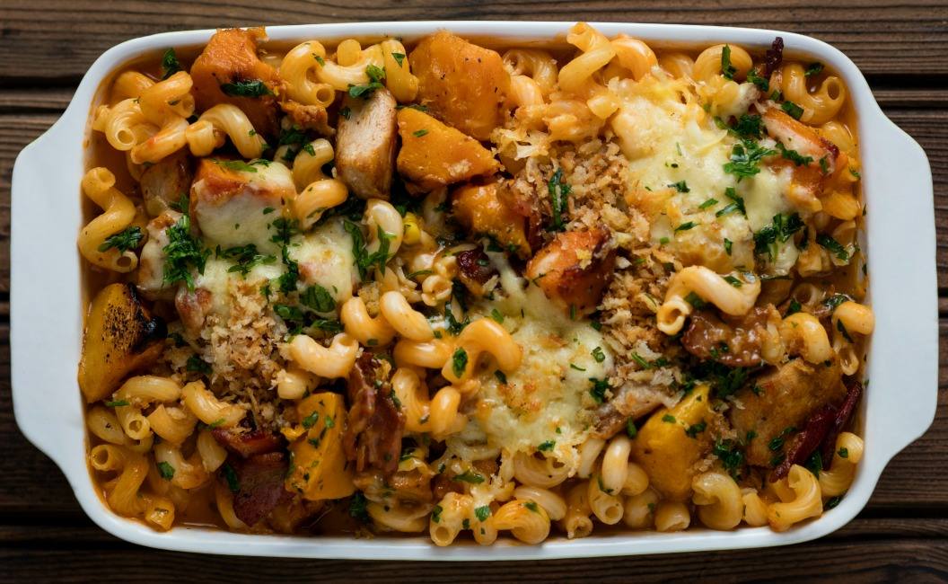 Smoky Bacon Pasta with Chicken and Butternut