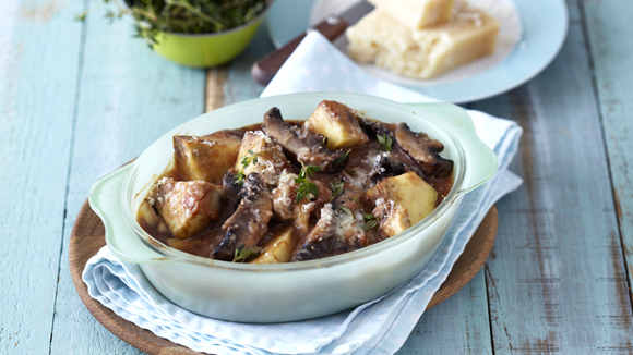 Creamy Sweet Potato and Mushroom Bake