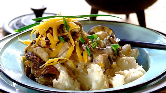Creamy Phuthu Pap and Mushroom Bake