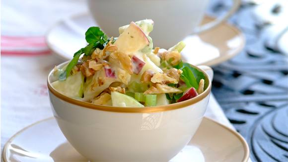 Waldorf-style salad with tangy yoghurt and herb dressing