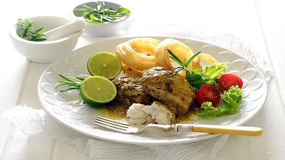 Simple Lemon and Herb Baked Fish with Salad