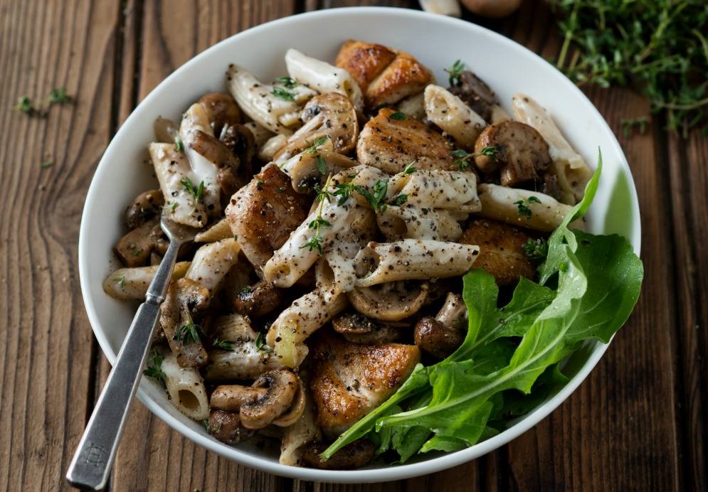 Chicken and Mushroom Penne in a Creamy Mustard Sauce