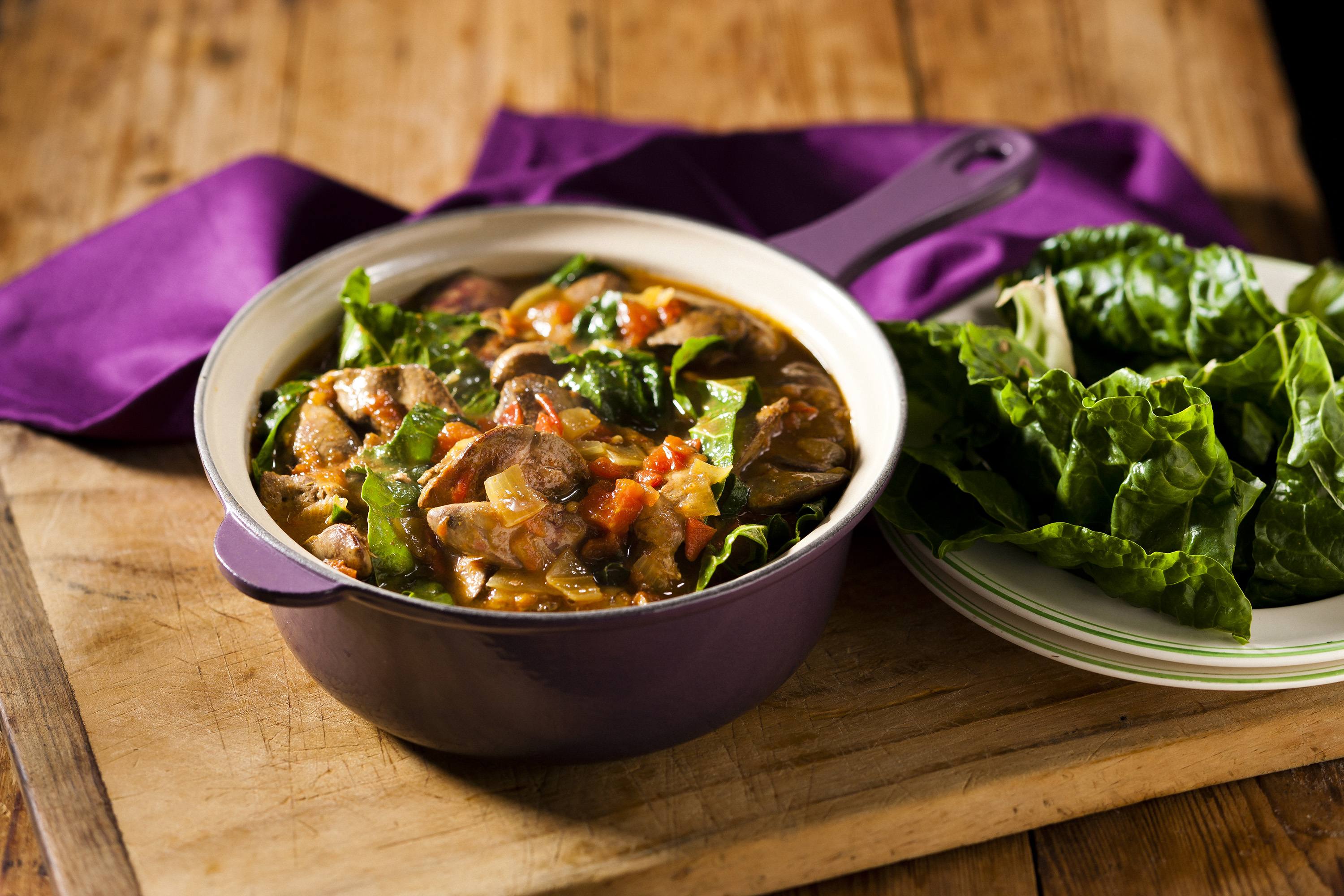 Chicken Liver and Spinach Sishebo