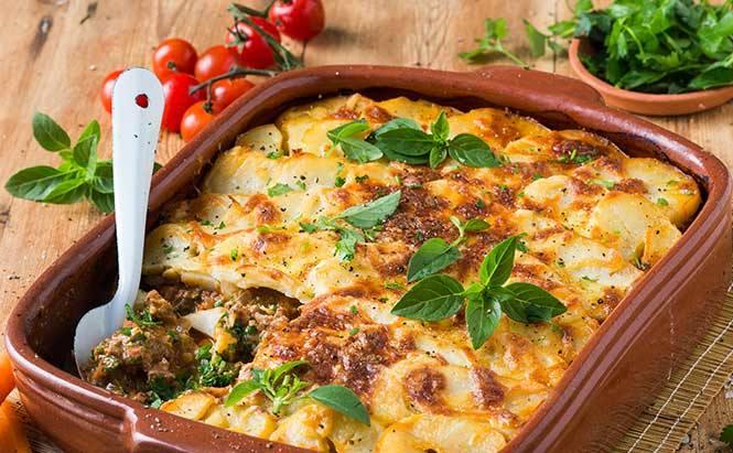 Layered Ostrich and Potato Bake