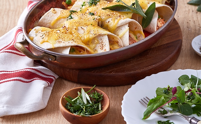 CHEESY BAKED TORTILLA ROLL-UPS