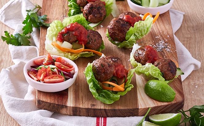 CRUNCHY MEATBALL LETTUCE WRAPS