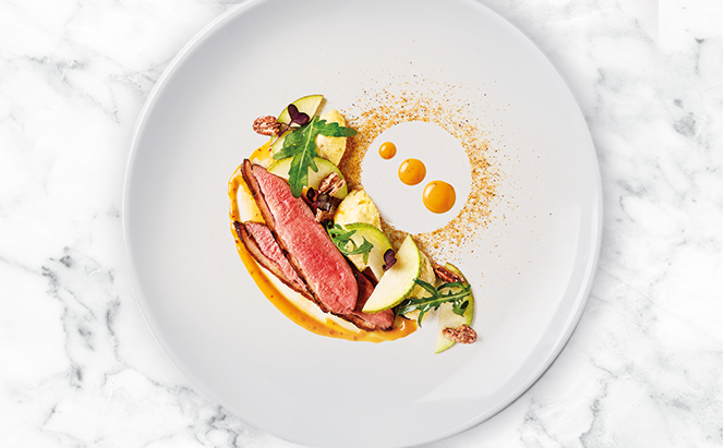 DUCK WITH PEAR, GORGONZOLA AND HONEY MUSTARD DRESSING