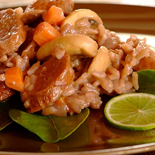 Beef,  Mushroom and Red Wine Risotto