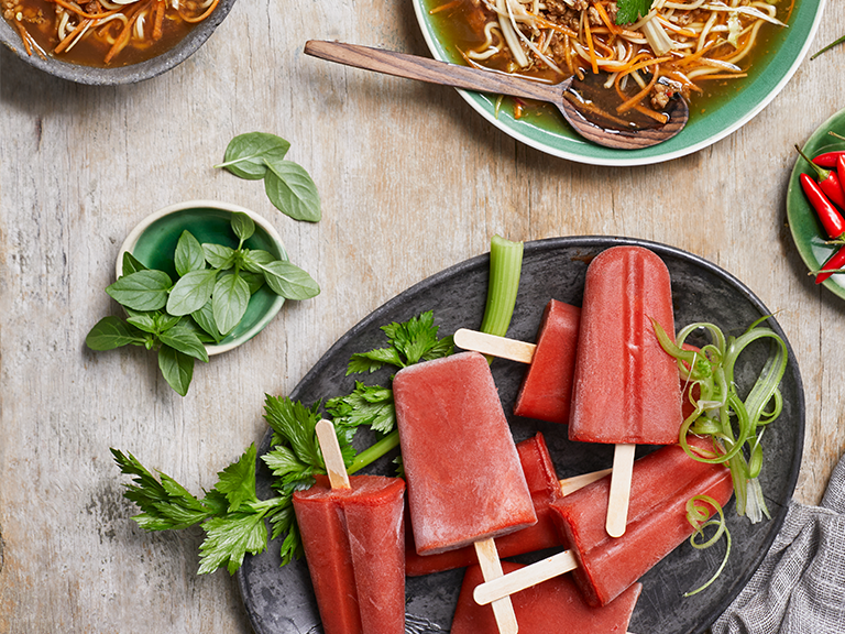 Tomato, Basil and Celery Popsicles