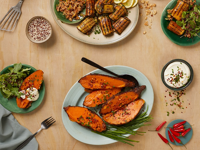 Baked Sweet Potatoes With Sour Cream and Chives