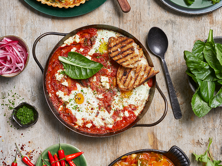 Shakshuka With Spinach and Beans