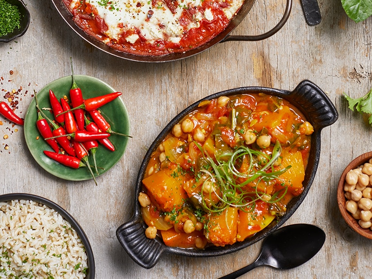 Pumpkin and Chickpea Curry With Fresh Pumpkin Leaves